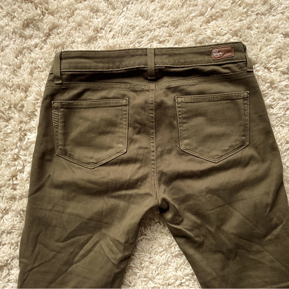 Paige peg skinny 27” olive 🫒 green/army green cotton and 2% spandex